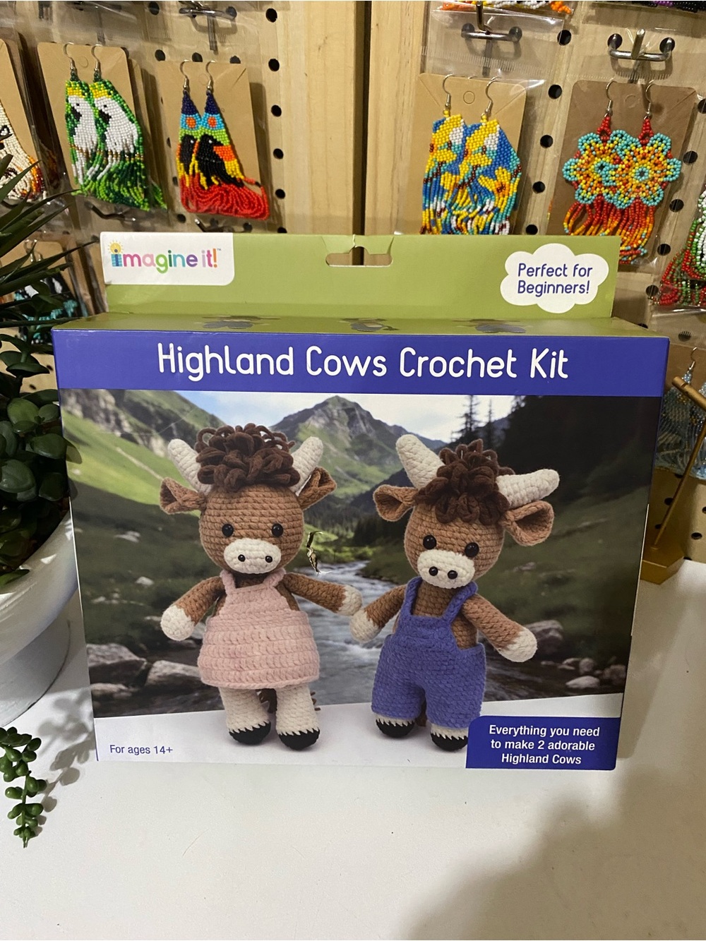 Imagine It! Highland Cows Crochet Kit — Brown and Cream Plush Crochet Set
